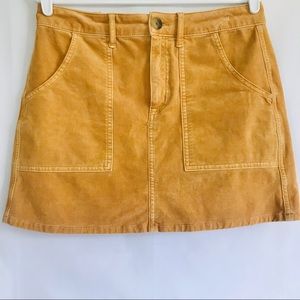 American Eagle Corduroy Golden Stretchy Mini Skirt